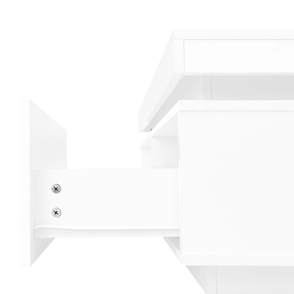Set soggiorno con mobile TV 181 cm e tavolino da salotto LED bianco lucido HOMVRA