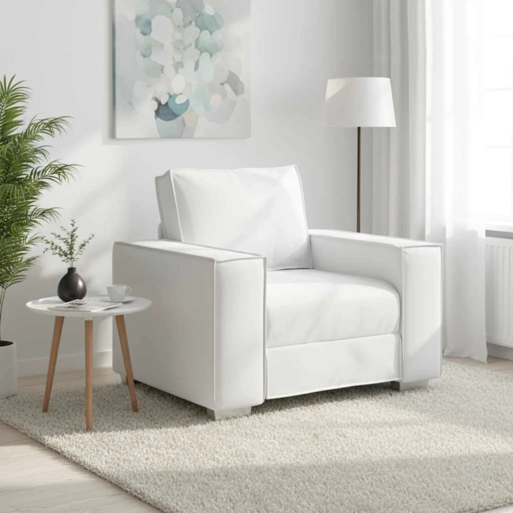 Poltrona | Sedia Relax Sofa Bianco 100 cm Pelle Sintetica