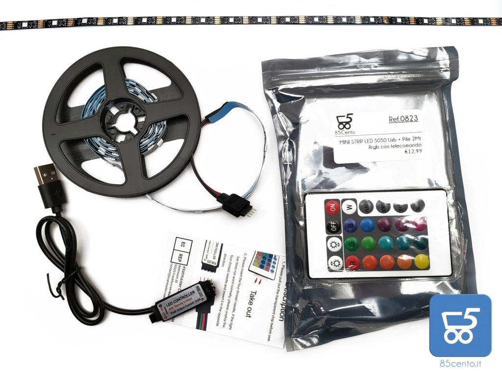 Aijiaer - Striscia luminosa a LED, alimentata a batteria, 5050, 2 mt, flessibile, cambia colore RGB, con 60 LED 5 V, alimentata a batteria 4 x Stilo AA con telecomando IR RF