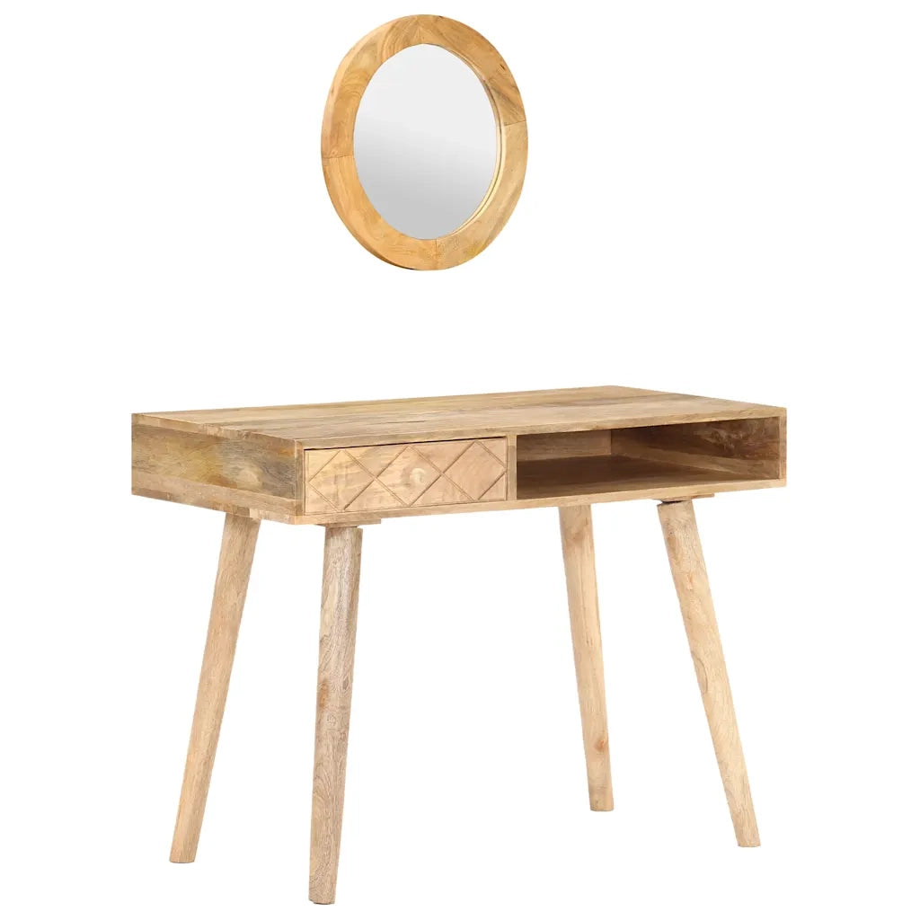Toeletta | Tavolino da Trucco 100x50x76 cm in Legno Massello di Mango
