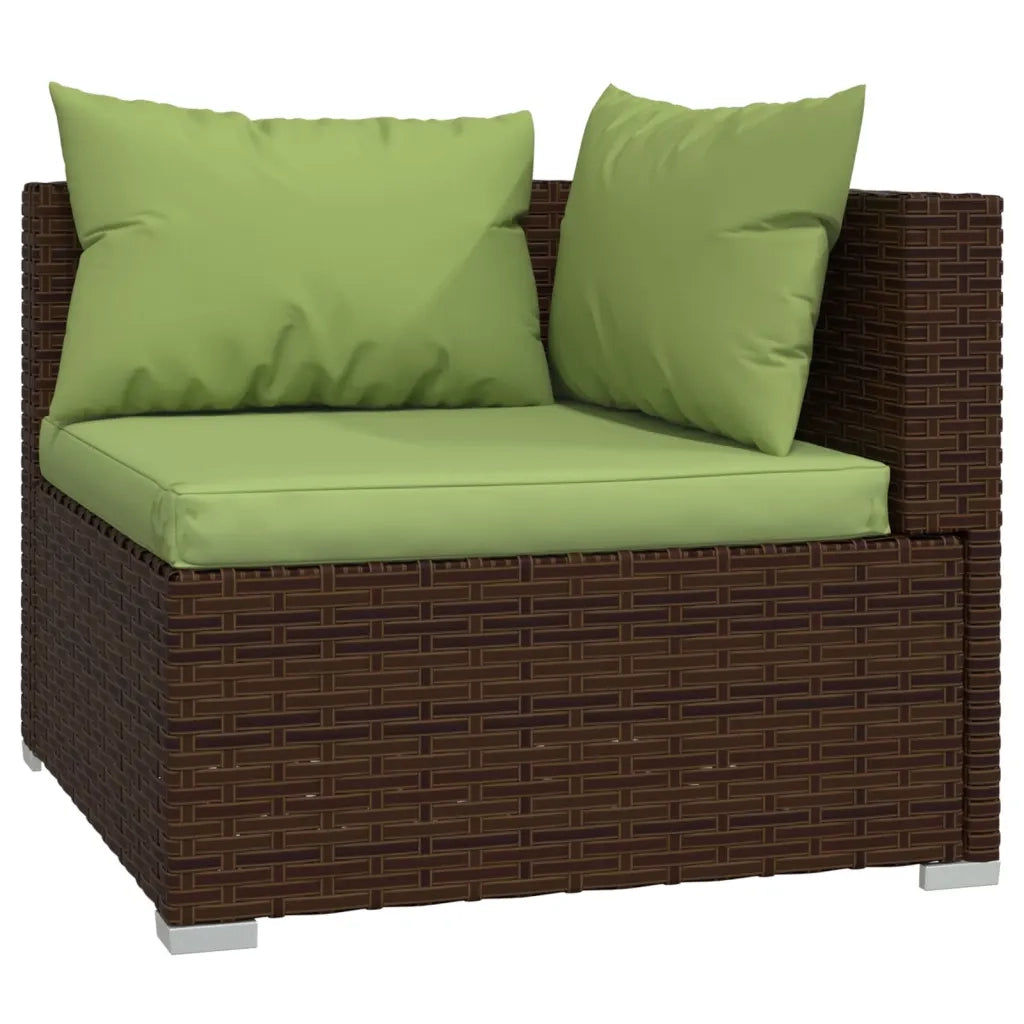Set Divani da Giardino 9 pz con Cuscini in Polyrattan Marrone 3101516