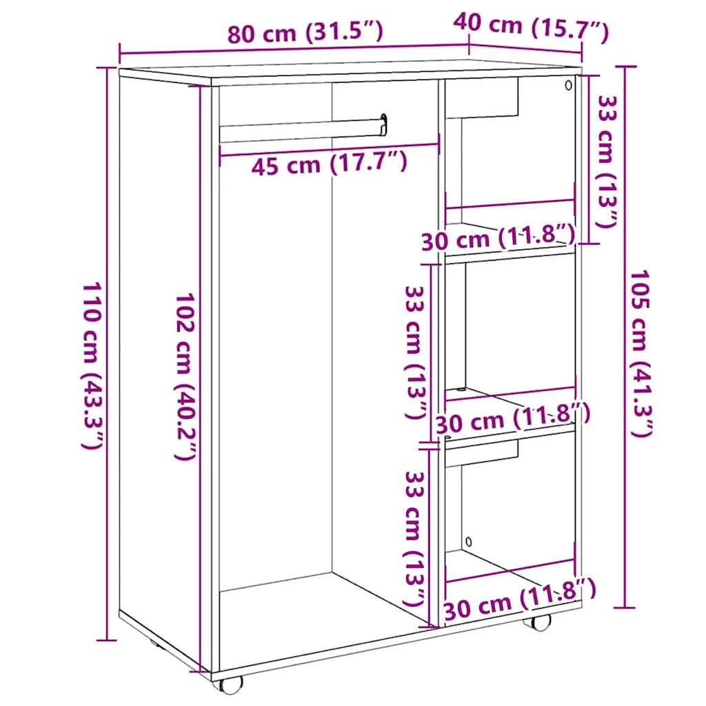 Armadio Legno Antico 80x40x110 cm in Legno Multistrato CFW9708611