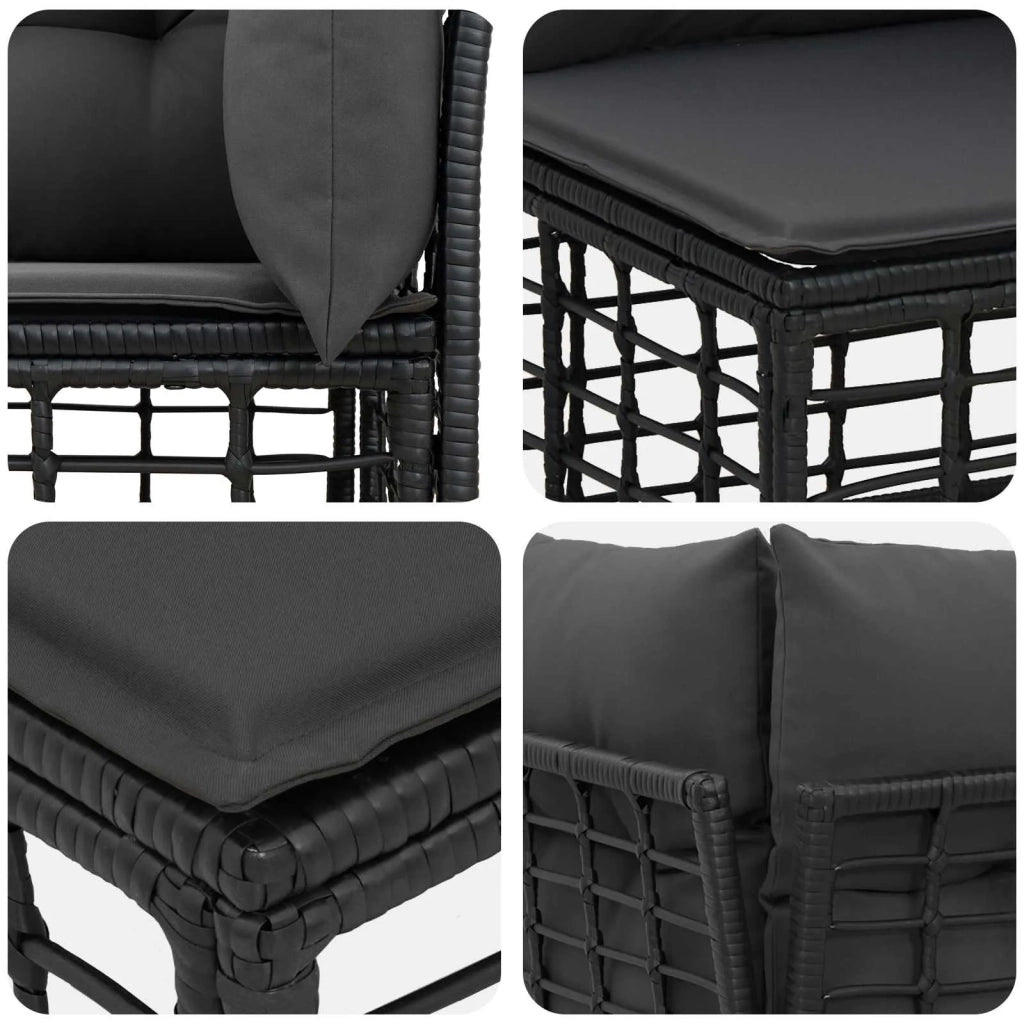 Set di divani da esterno 11 pz Nero e Grigio scuro Poliestere 3437625