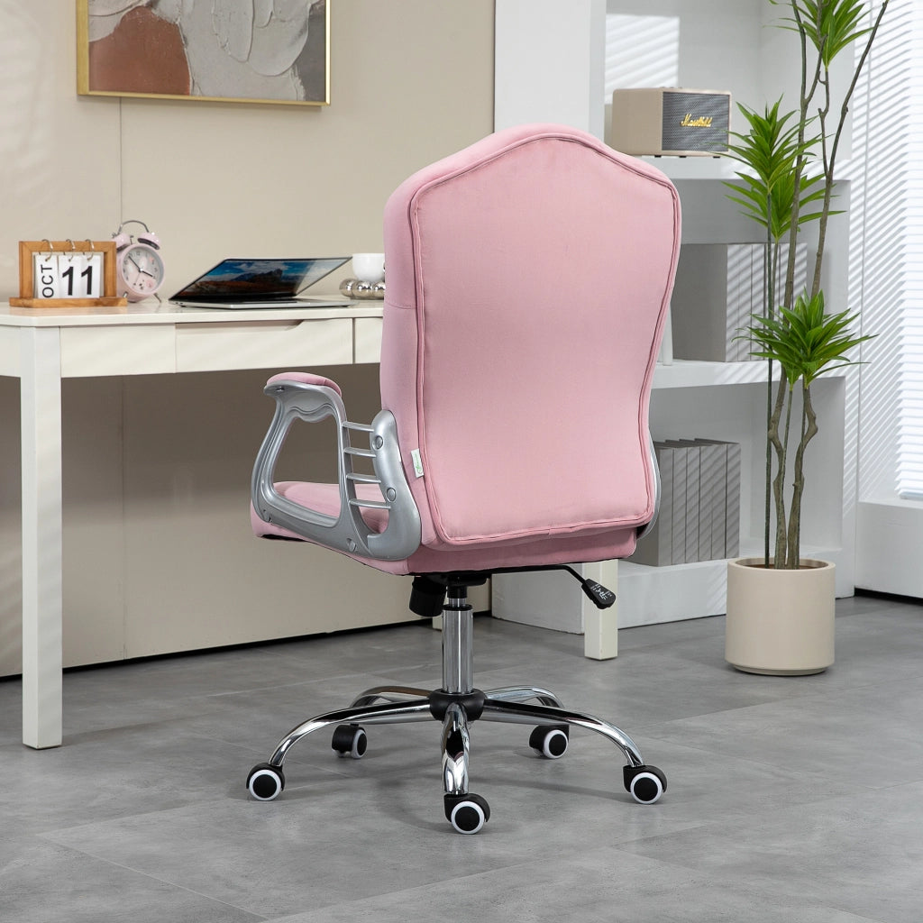 Sedia da Ufficio Ergonomica con Funzione Dondolo e Altezza Regolabile in Poliestere Rosa