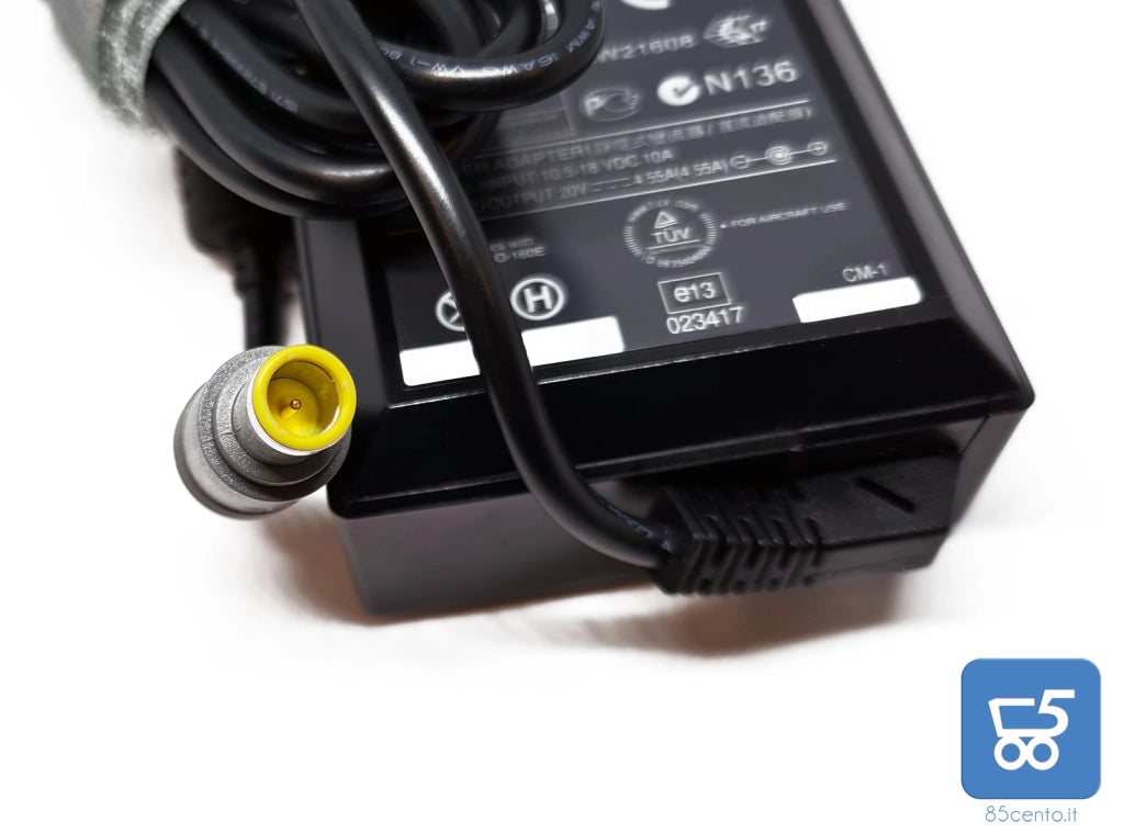 Alimentatore Caricabatteria Originale Lenovo 90W 20V 4,55A ThinkPad con adattatore Auto 12V Spinotto tondo