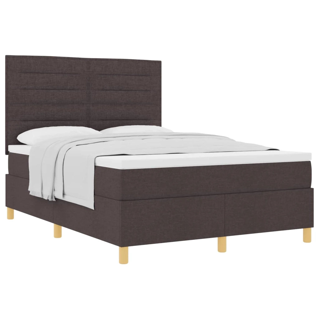 Letto a molle con materasso Marrone Scuro 160 x 200 cm Tessuto 3339556
