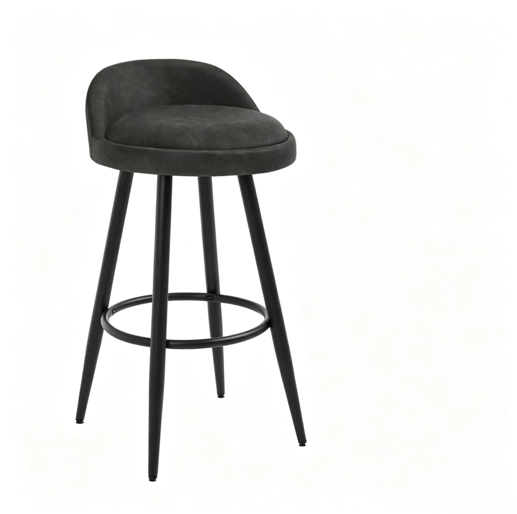 SGABELLO DA BAR Ergonomico 69,5 cm Ecopelle Vintage Antracite