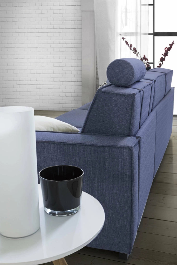 Afar, Divano Letto con Penisola Sfoderabile Made in Italy, 260x95 cm blu