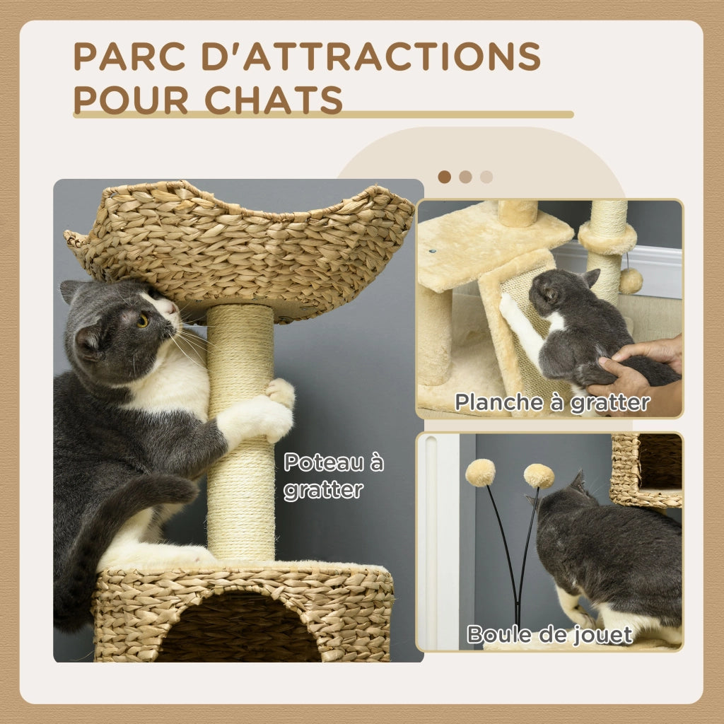 Arbre ¨¤ chat con paniere e piattaforme ¨C Minimal ¨C 116 cm beige