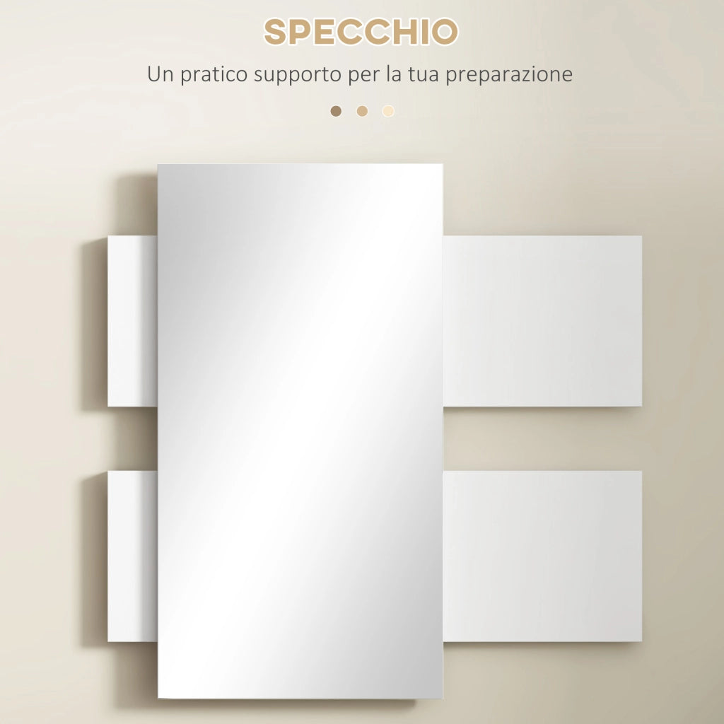 Mobile Ingresso con Specchio e Cassetto ¨C zephmum ¨C Grigio e Bianco 75x3.5x75 cm
