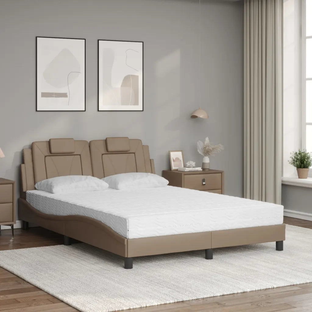 Letto Viana con Materasso Cappuccino 140x200cm Similpelle