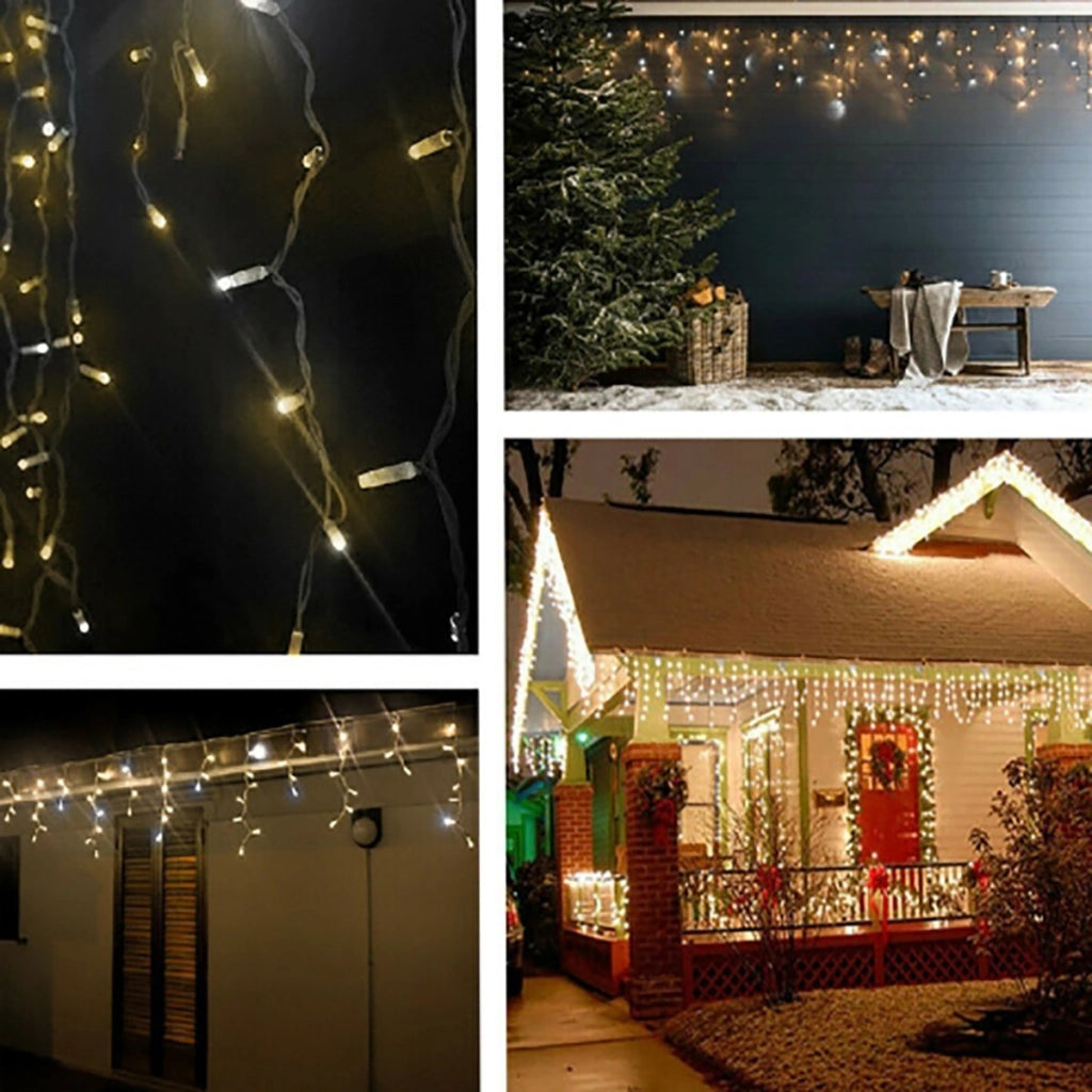 TENDA LUMINOSA ESTERNO 150 LED NATALE BIANCO CALDO FISSO E FREDDO INTERMITTENTE
