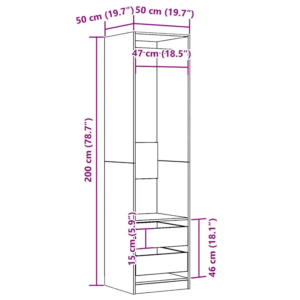 Armadio Legno Antico 50x50x200 cm in Legno Multistrato CFW2616558