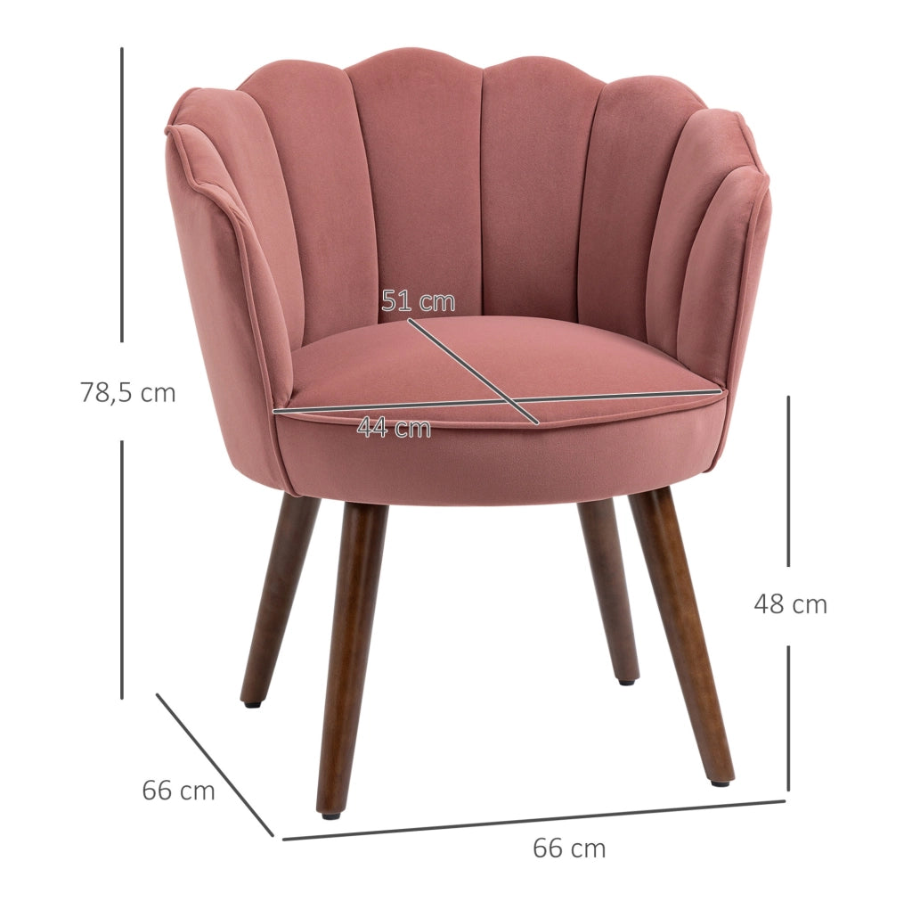 Sedia da pranzo con schienale rosa in poliestere e gambe in legno di gomma 66x72x79 cm