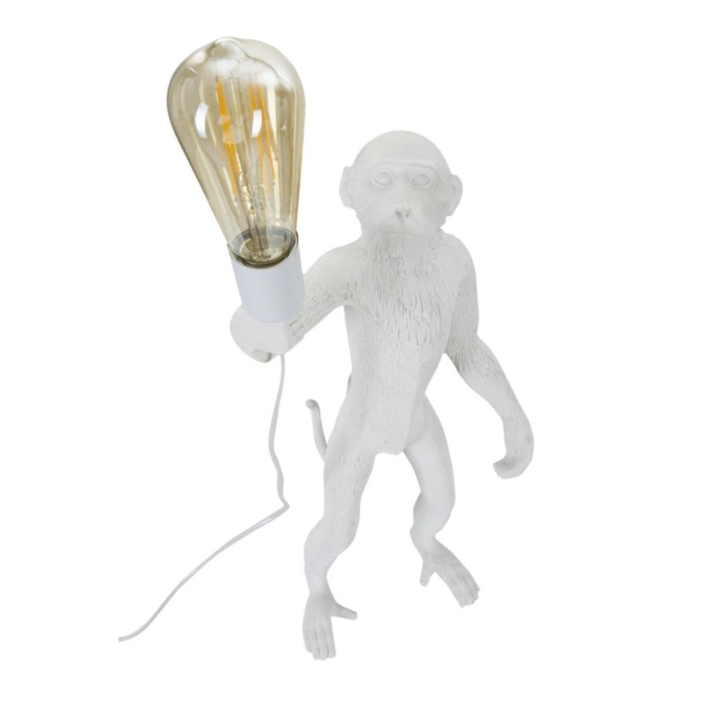 Lampada da Tavolo Scimmia 3, Bianco, Poliresina, 26x34x55 cm