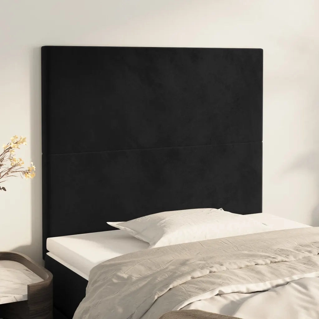 Testiera | Testata Nera 90x5x118/128 cm Velluto