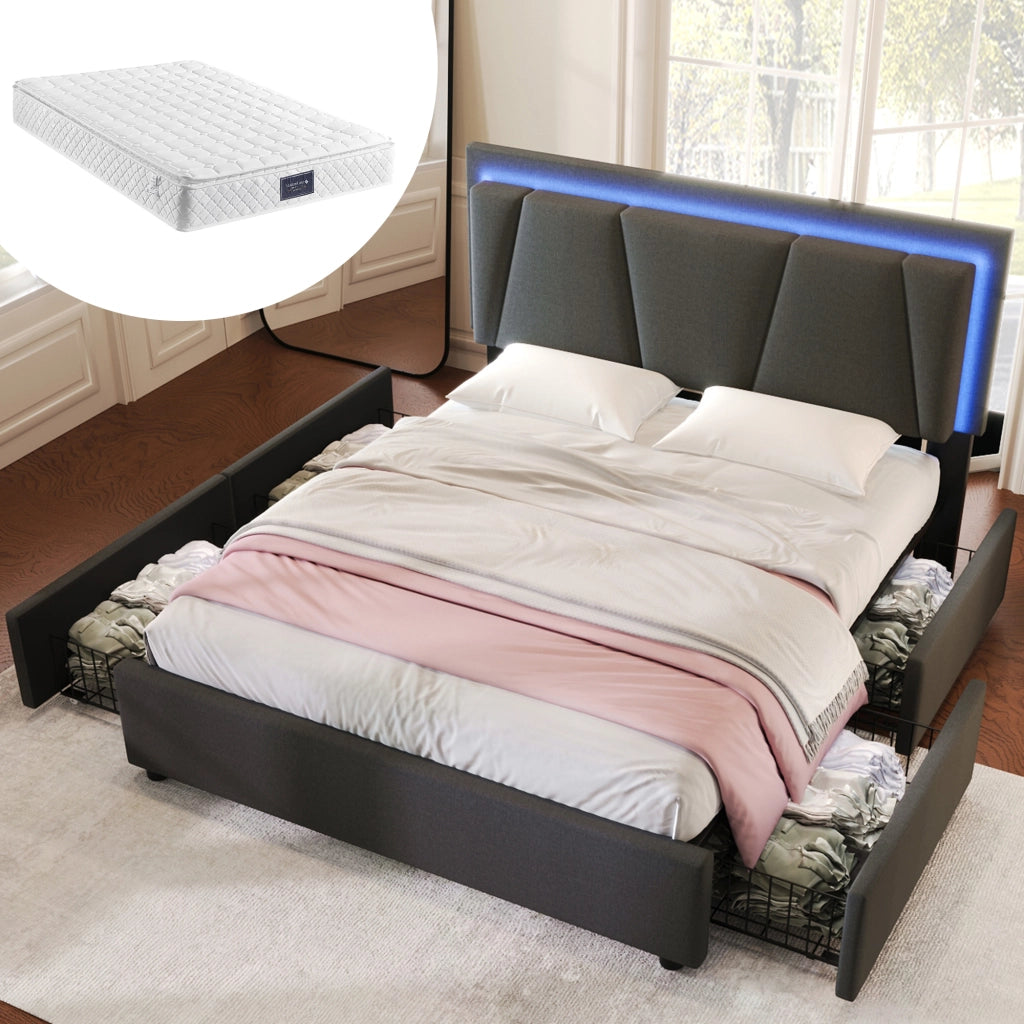 letto imbottito legno grigio 160x200 cm
