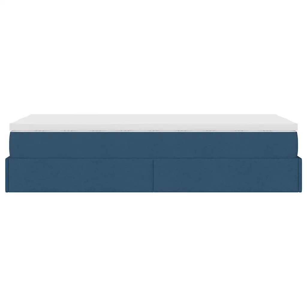 Struttura Letto Pouf con Materasso-Giroletto Blu 80x200 cm in Tessuto