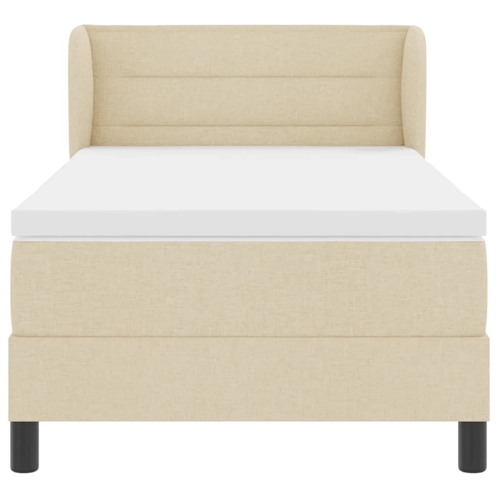 Letto a molle con materasso Crema 90 x 190 cm Tessuto 3339938