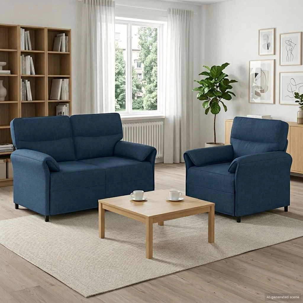 Set di divani 2 pz Blu Tessuto 3424851