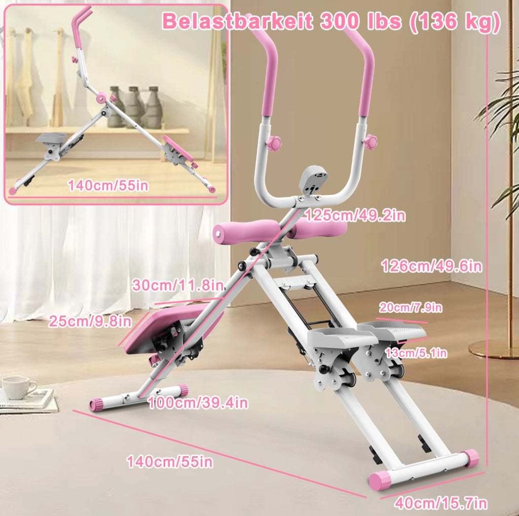 Stepper e attrezzo addominali 2 in 1 140x40x126 cm rosa e bianco