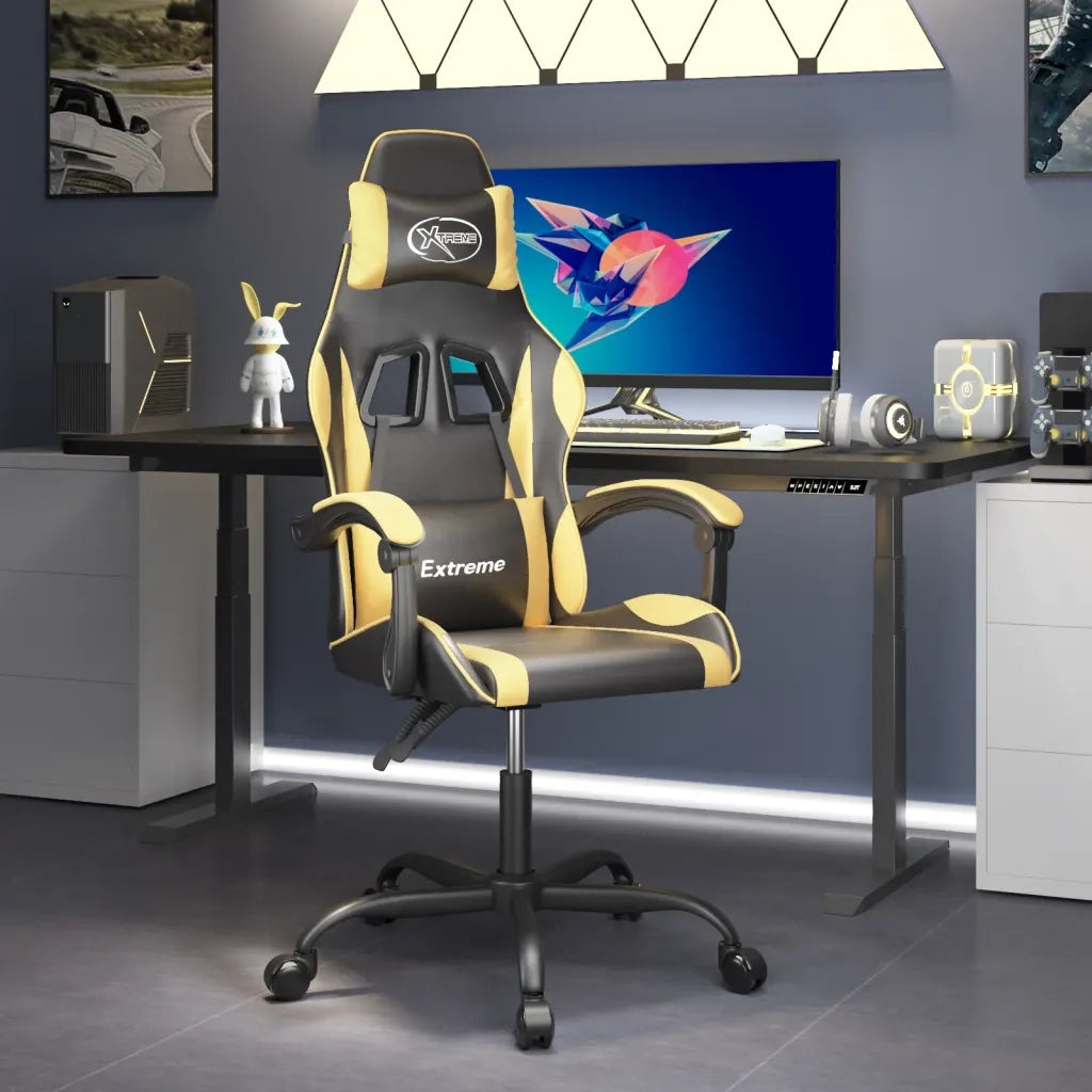 Sedia da Gaming Nera e Oro in Similpelle 3143868