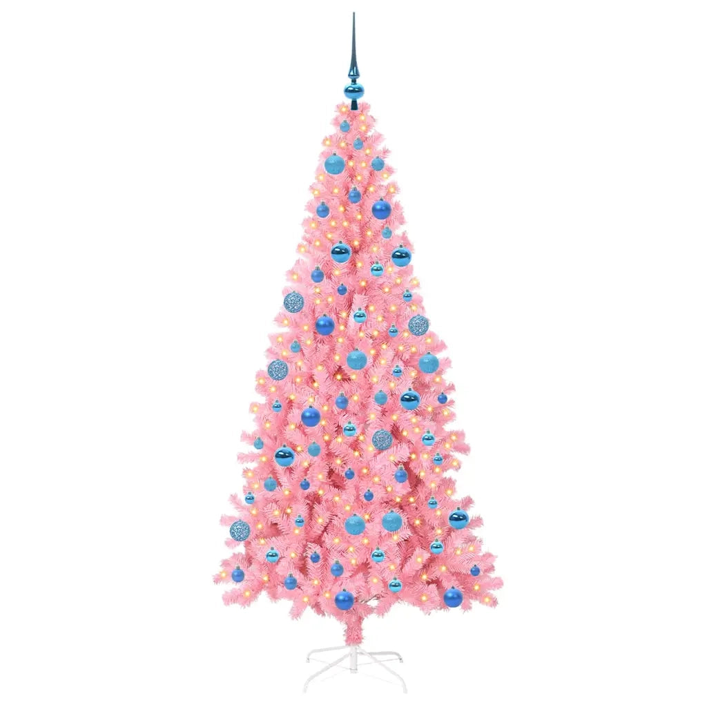 Albero di Natale con 300 LED con supporto-Luci decorative natalizie Rosa 180 cm PVC 529899