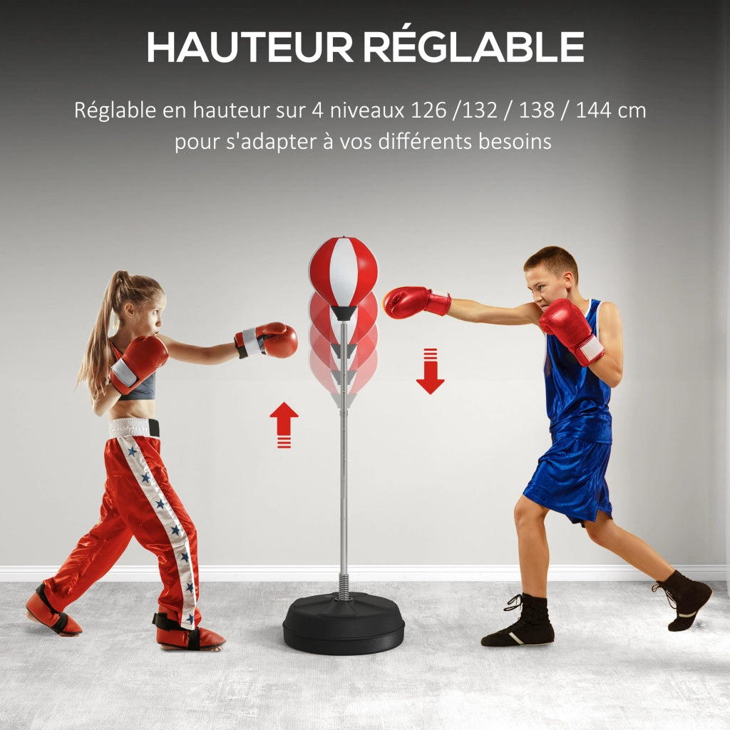 Sacco da Boxe su Piede Regolabile ¨C zephmum ¨C con Guanti, Pompa e Base 126-144 cm