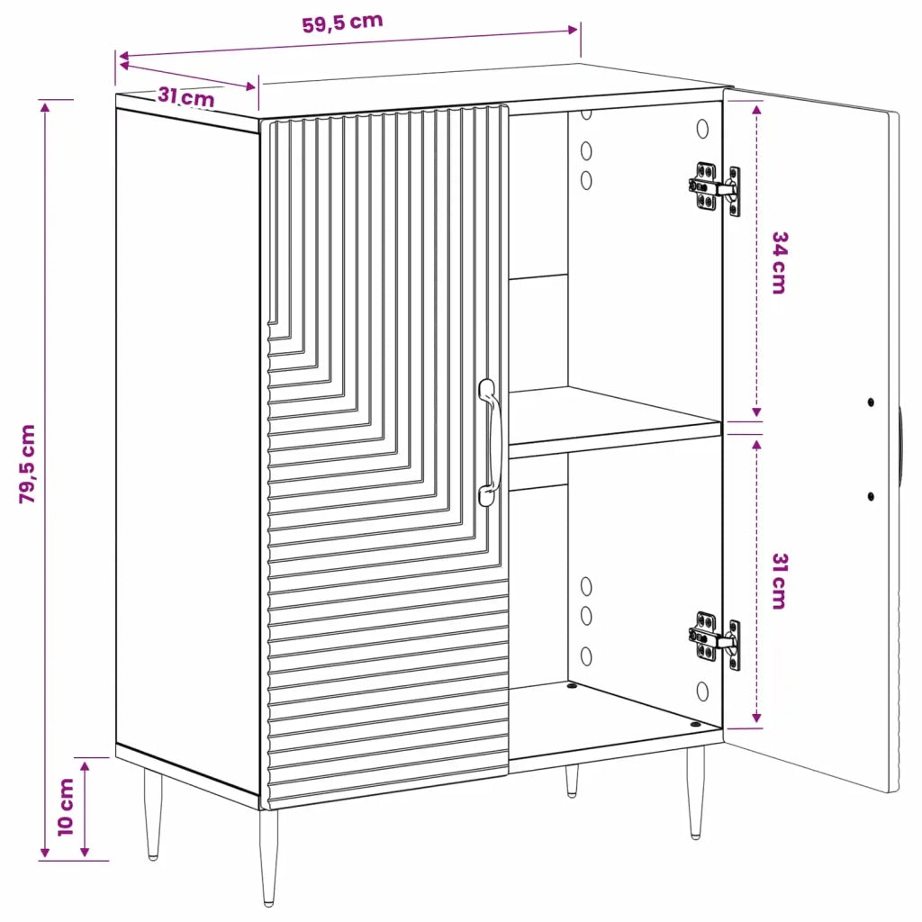 Mobiletto da Bagno HAARLEM Rovere Fumo 59,5 x 31 x 80 cm 896840