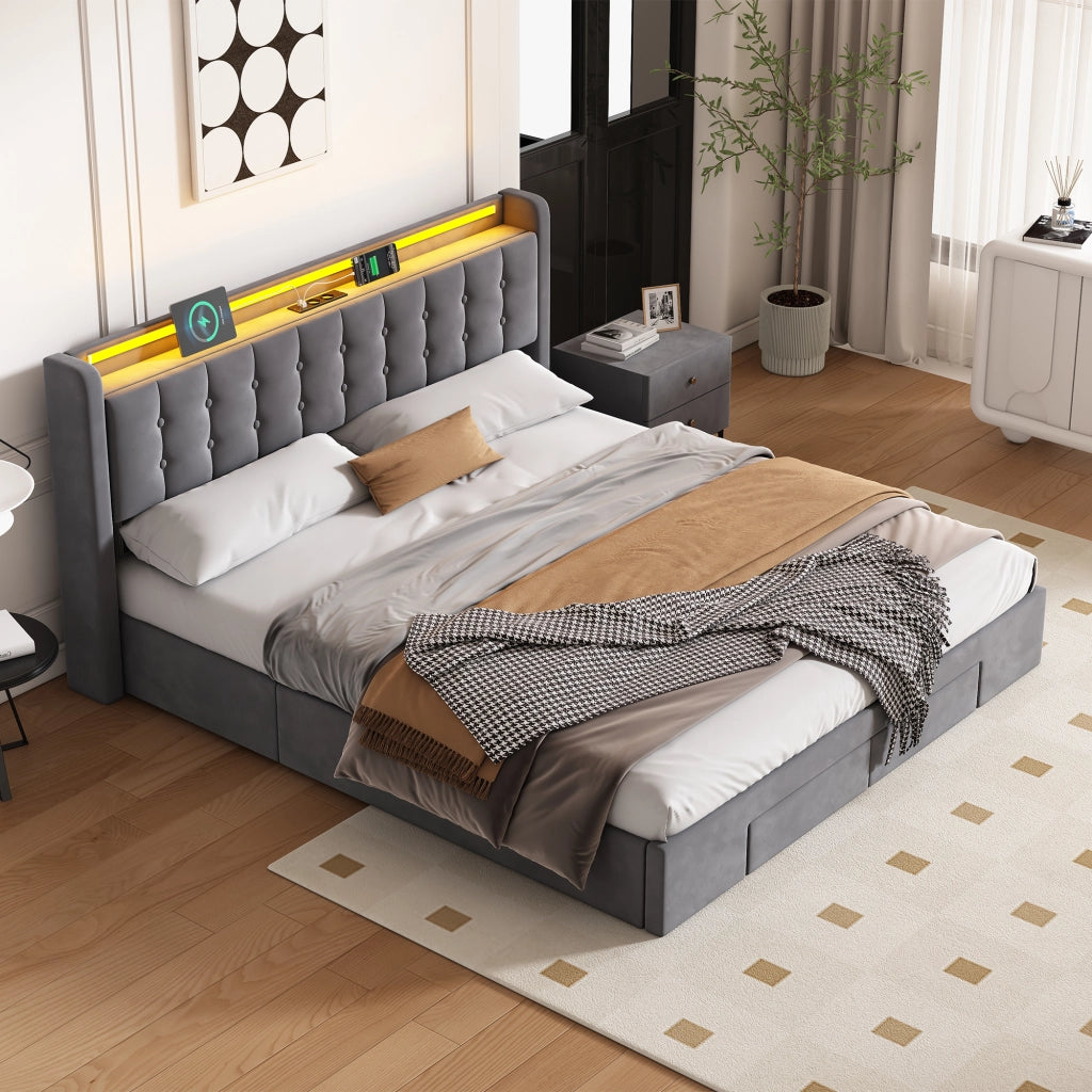 Letto contenitore 180x200 cm, colore grigio