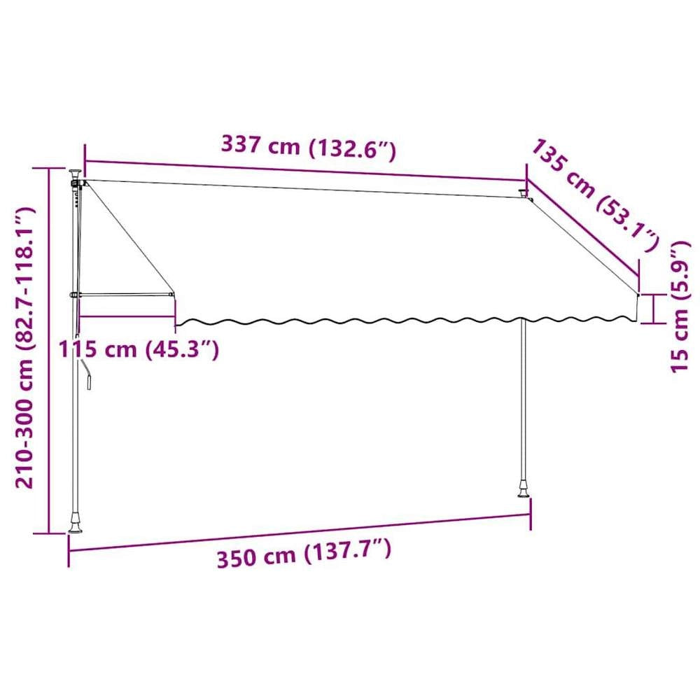Retractable Awning, Manually Operated, With LED, 350 Cm, Anthracite