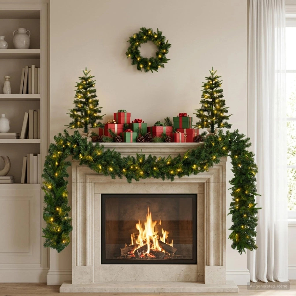Set mini alberi di Natale 60 cm 125 LED Bianco caldo PVC e PE 3468435