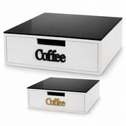 ORGANIZER CAFFE CAPSULE CIALDE CASSETTO DIVISORI TOP VETRO NERO 30X30 H10 746040
