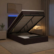 Letto Ottomano con Materasso e LED Marrone Scuro 120 x 200 cm 3457982