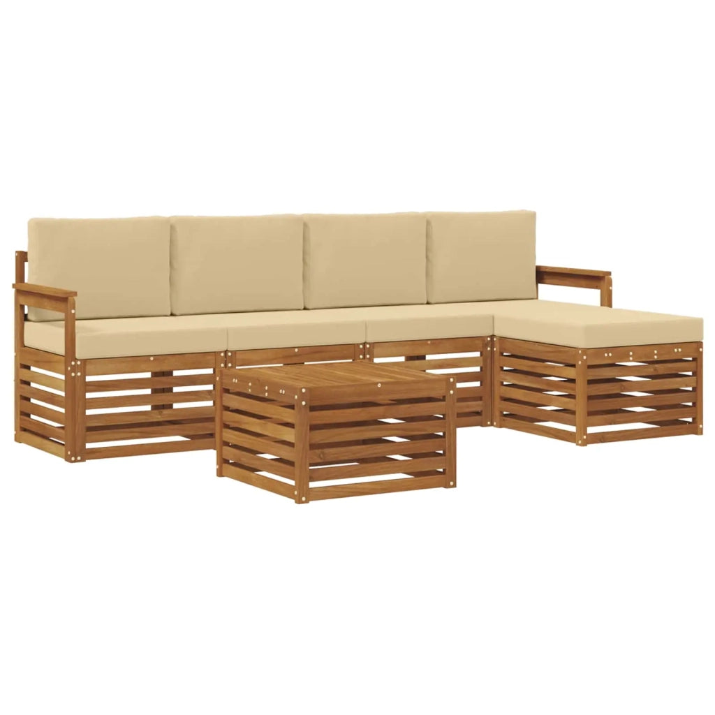 Set di divani da esterno 6 pz Naturale e Beige 3374678