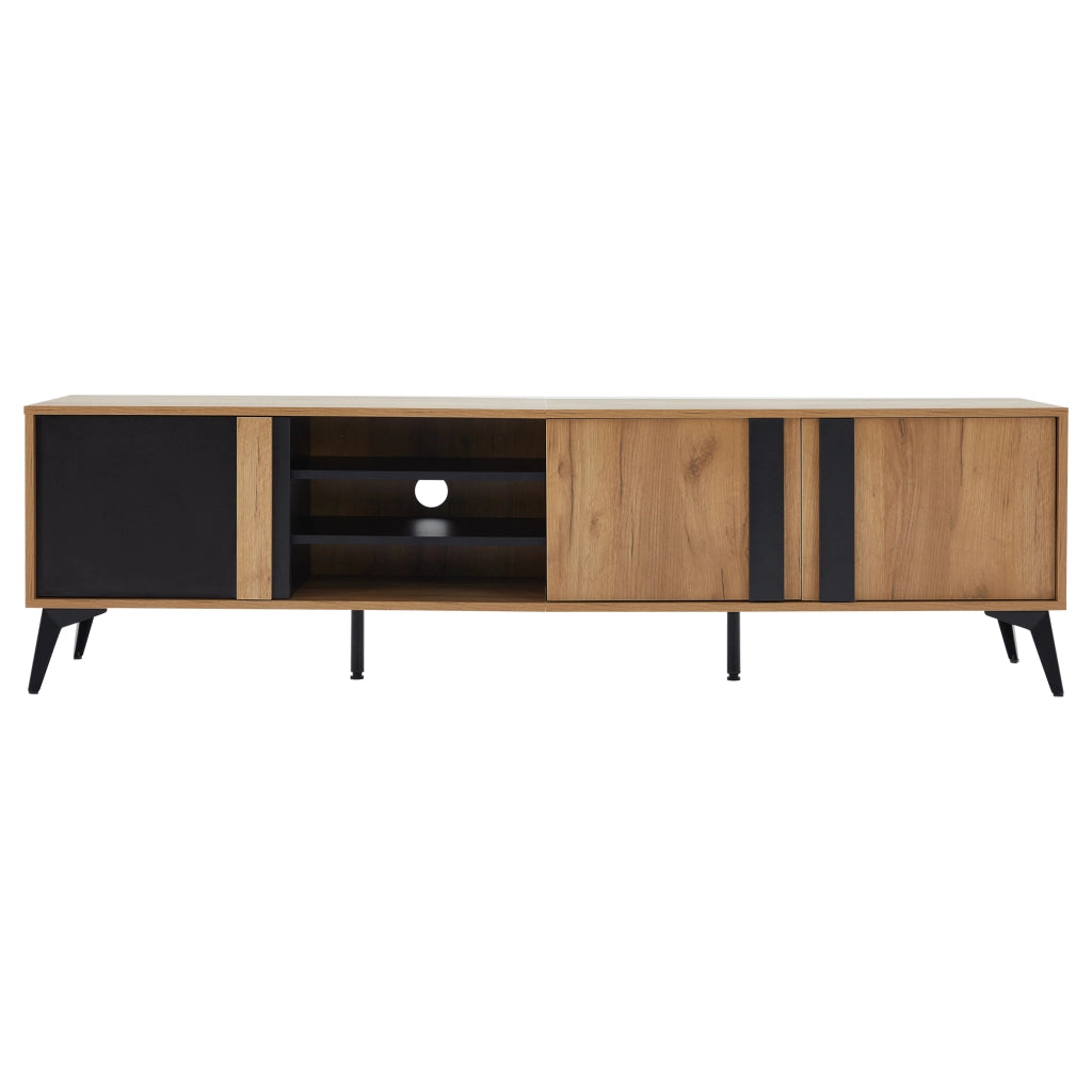 Mobile TV rustico 180 cm marrone e nero