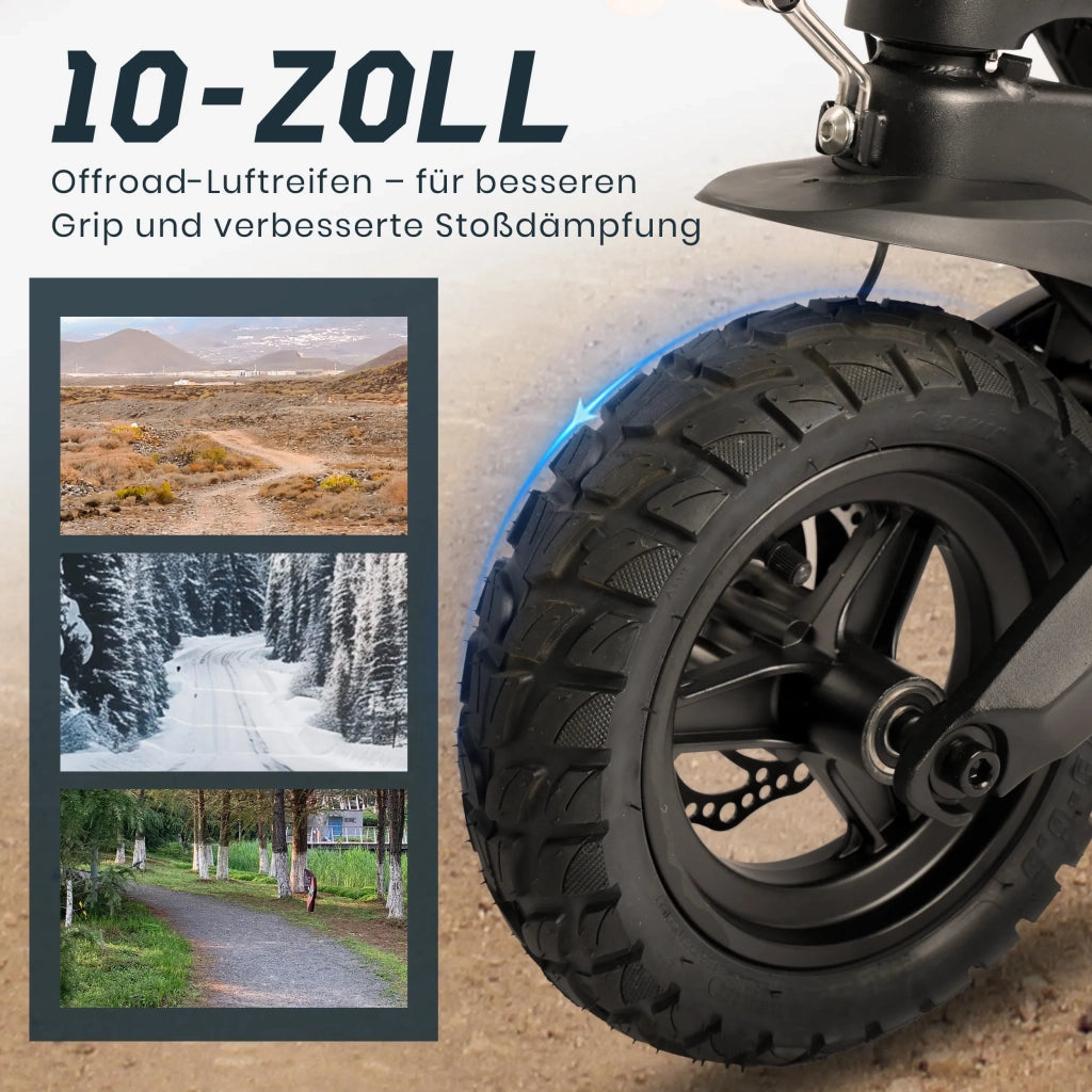 Monopattino Elettrico 10" Pieghevole, 500W 48V 720Wh, 20 km/h, Autonomia 80km, Omologato ABE. Doppia Sospensione, Freni a Disco, Pneumatici Off-Road, Frecce