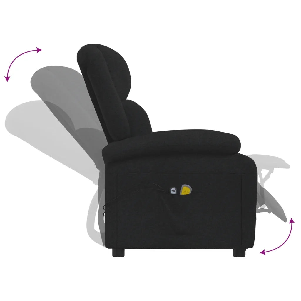 Poltrona Massaggiante | Sedia Relax Elettrica Nera in Tessuto