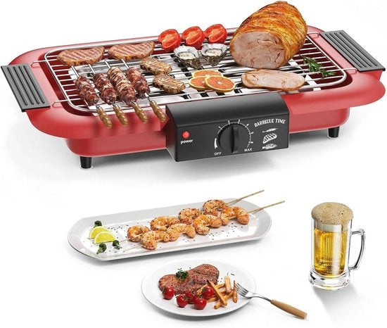 Grill elettrico portatile per interni ed esterni - Barbecue senza fumo con 2000 W, 6 impostazioni di temperatura e gambe rimovibili