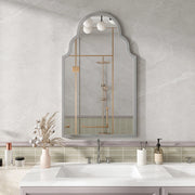 Specchio rettangolare da parete con cornice in metallo argento 61 × 101 cm per bagno; camera e ingresso