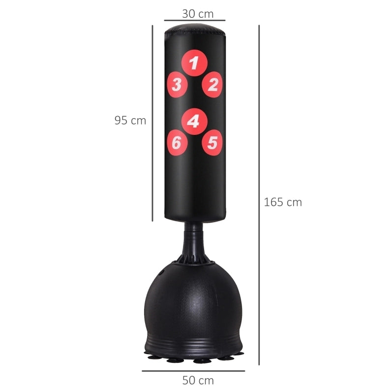 Sacco da boxe autoportante ULEVR 165 cm con base zavorrabile e ventose, nero