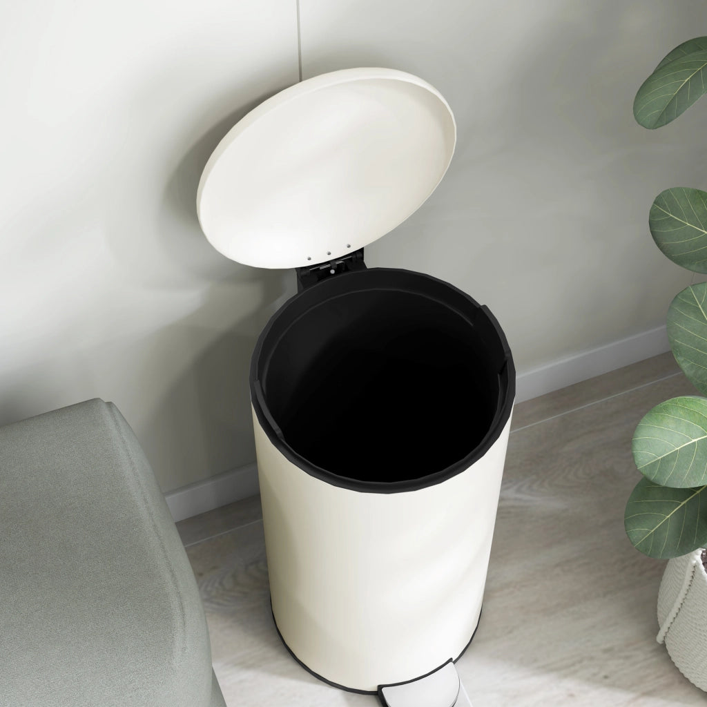 Pattumiera a pedale da 30 l con coperchio a chiusura silenziosa e secchio interno color avorio per cucina e ufficio