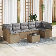 Set Divano da Giardino 8 pcs Beige e grigio polyrattan