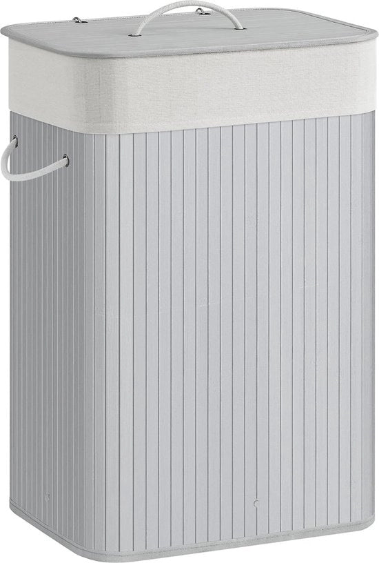 Cestello in Bamboe 72 Liter con Coperchio - Grigio