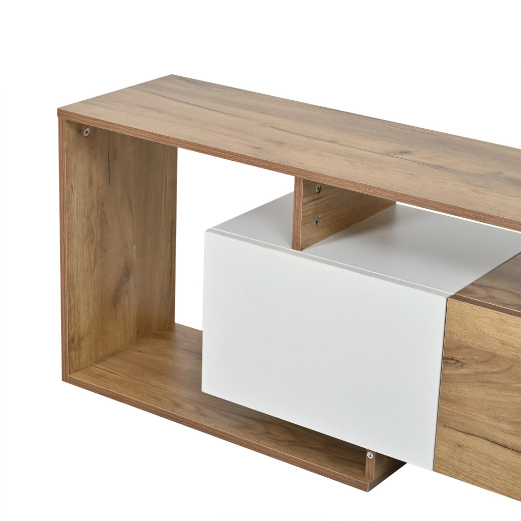 Mobile porta TV bianco e legno naturale 180 cm