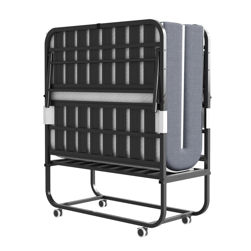 Letto pieghevole 190 x 96 cm con materasso in memory foam da 9,5 cm, letto per ospiti/letto a rotelle portatile, struttura in metallo stabile