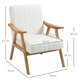 Poltrona lounge in stile scandinavo con rivestimento effetto velluto crema 68x74x82 cm