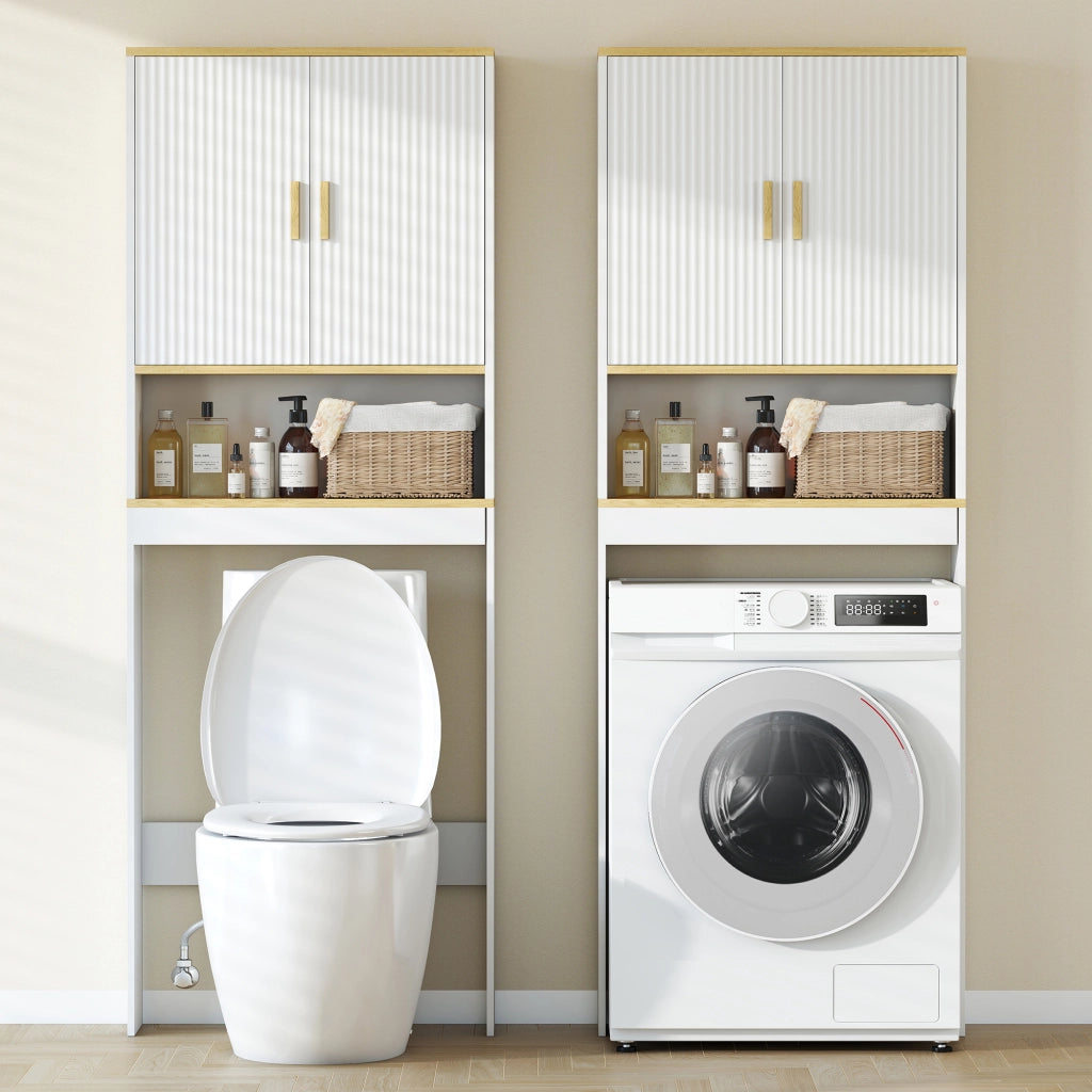 Mobile WC salvaspazio sopra toilette ¨C Xylo ¨C 3 ripiani regolabili bianco 64x20x170cm