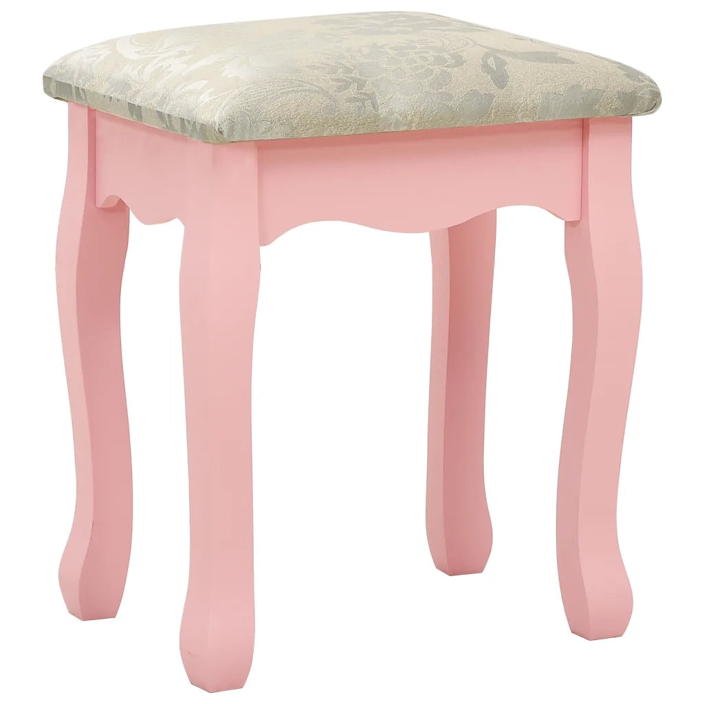 Toeletta | Tavolo da Trucco e Sgabello Rosa 100x40x146cm Legno Paulownia