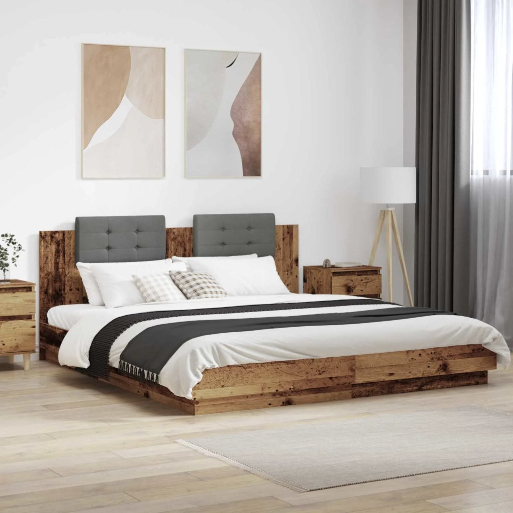 Letto matrimoniale | Letto per adulti | Struttura letto con testata Legno vecchio 200 x 200 cm